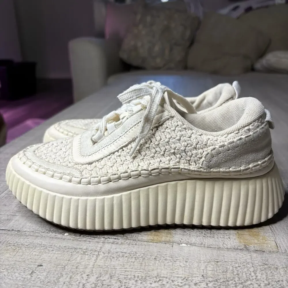 Mi.im Dolea Platform Sneakers Shoes Crochet Leather Boho Ivory Sz 8 - Picture 1 of 7